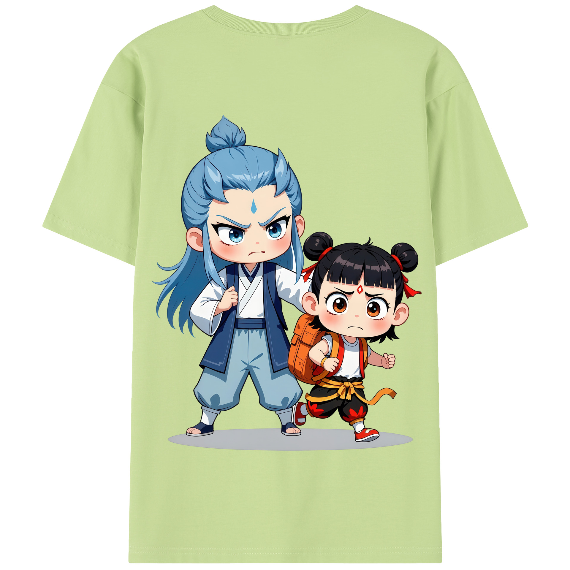 （画像用） Ne Zha 2 ナタ 魔童の大暴れ 綿100％半袖Tシャツ（背面プリント）